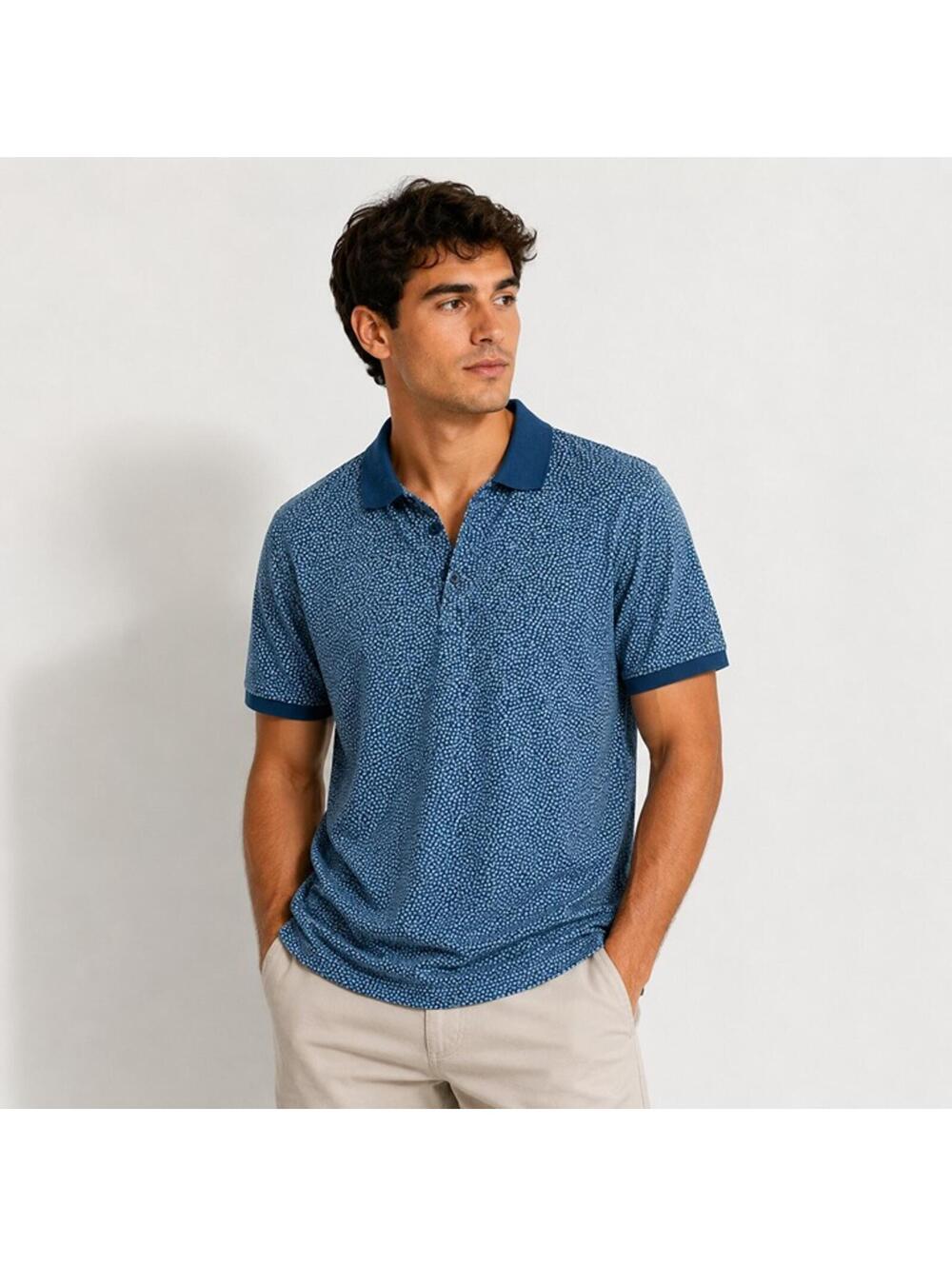 Equipment by HG Design International Blue & White Polo Shirt